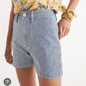 Madewell Emmet Shorts in Blue and White Striped Size Small/25- High-waisted